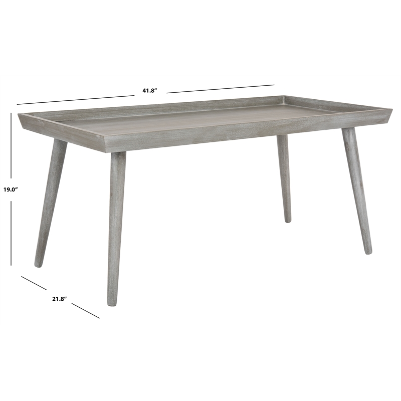 Safavieh Nonie Wood  Coffee Table with Tray in Slate / Gray