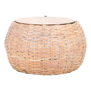 Safavieh Klarysa Wood and Rattan Coffee in White