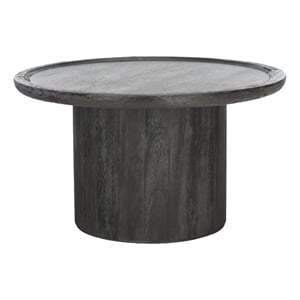 Safavieh Devin Wood Round Coffee Table in Black / White