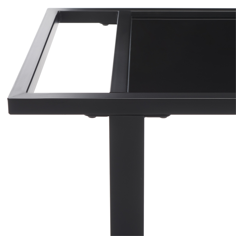 Safavieh Gaelle Iron and Glass 2 Tier Bar Cart With Handles in Matte Black