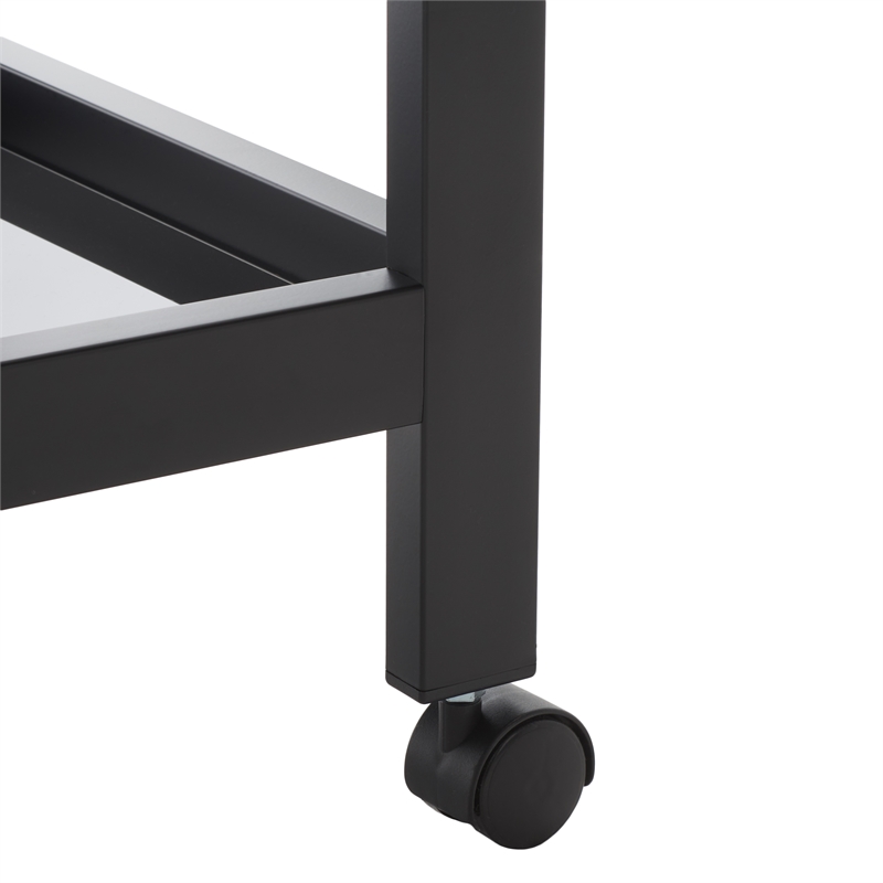 Safavieh Gaelle Iron and Glass 2 Tier Bar Cart With Handles in Matte Black
