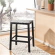Safavieh Capri Wood and Leather Counter Stool in Black / Black