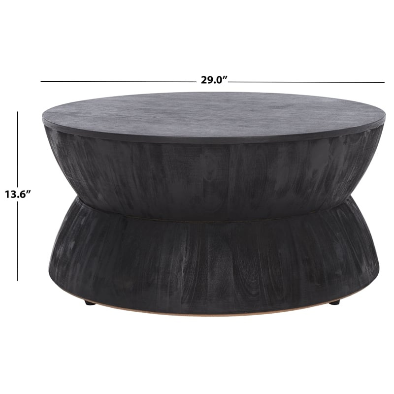 Safavieh Alecto Wood Round Coffee Table in Black