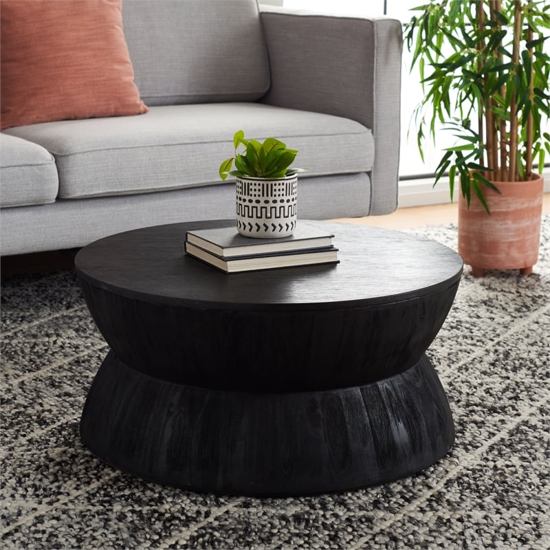 Safavieh Alecto Wood Round Coffee Table in Black