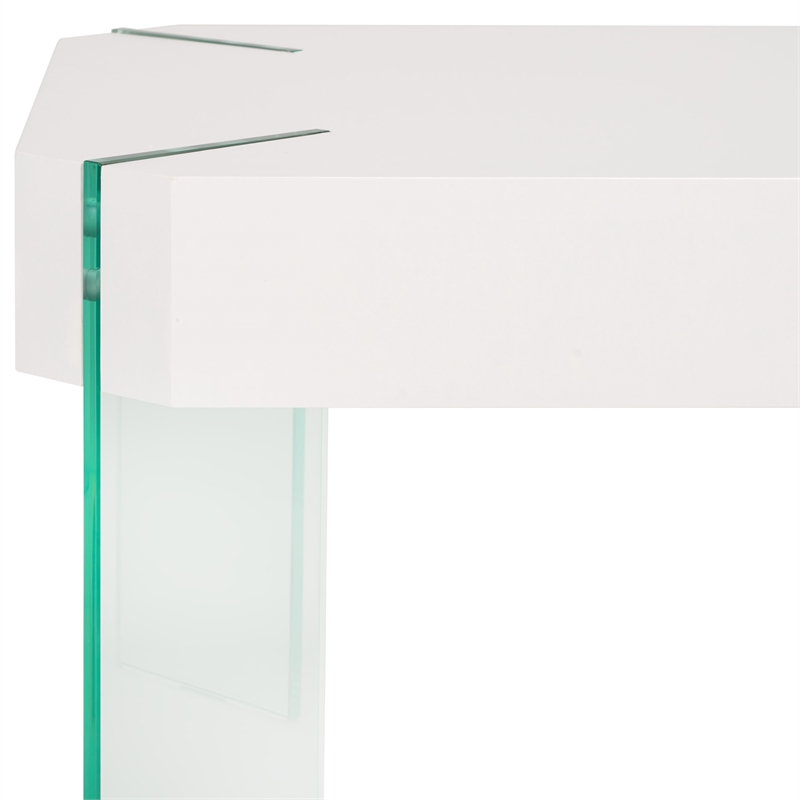 Safavieh Katelyn Wood and Glass Coffee Table in White / Clear
