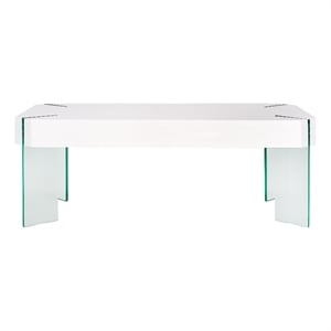 Safavieh Katelyn Wood and Glass Coffee Table in White / Clear