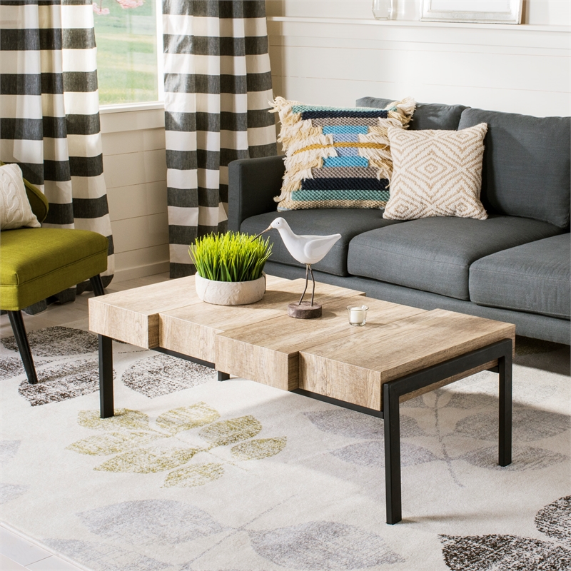 Safavieh Alexander Wood and Metal Coffee Table  in Multi- Color / Brown