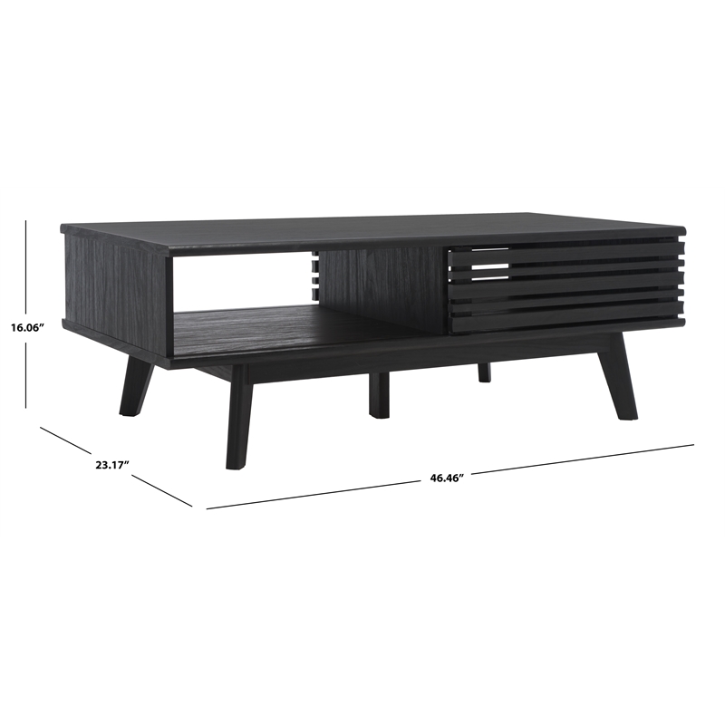 Safavieh Rori Wood and Metal 2 Door Coffee Table in Black