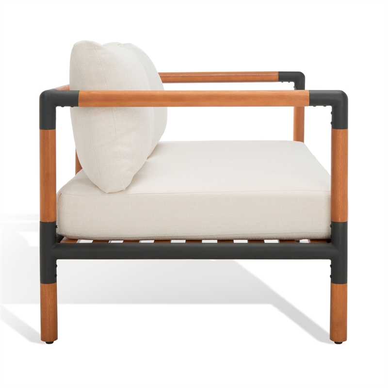 Safavieh Tommy Metal and Wood Patio Sofa in Black / White