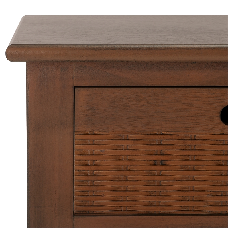 Safavieh Landers Wood 3 Drawer Console Table in Brown