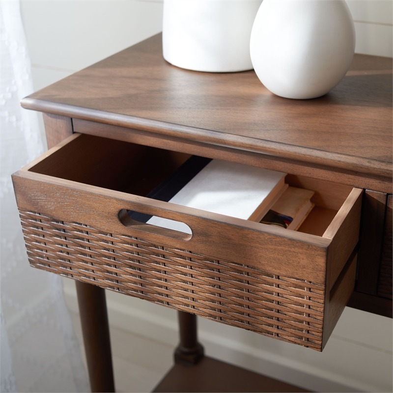 Safavieh Landers Wood 3 Drawer Console Table in Brown