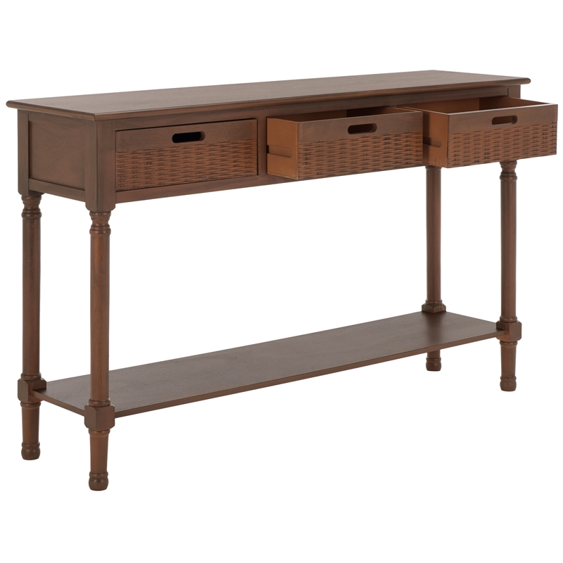 Safavieh Landers Wood 3 Drawer Console Table in Brown