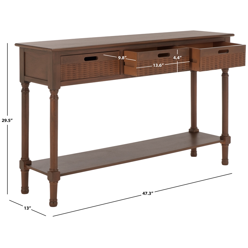 Safavieh Landers Wood 3 Drawer Console Table in Brown