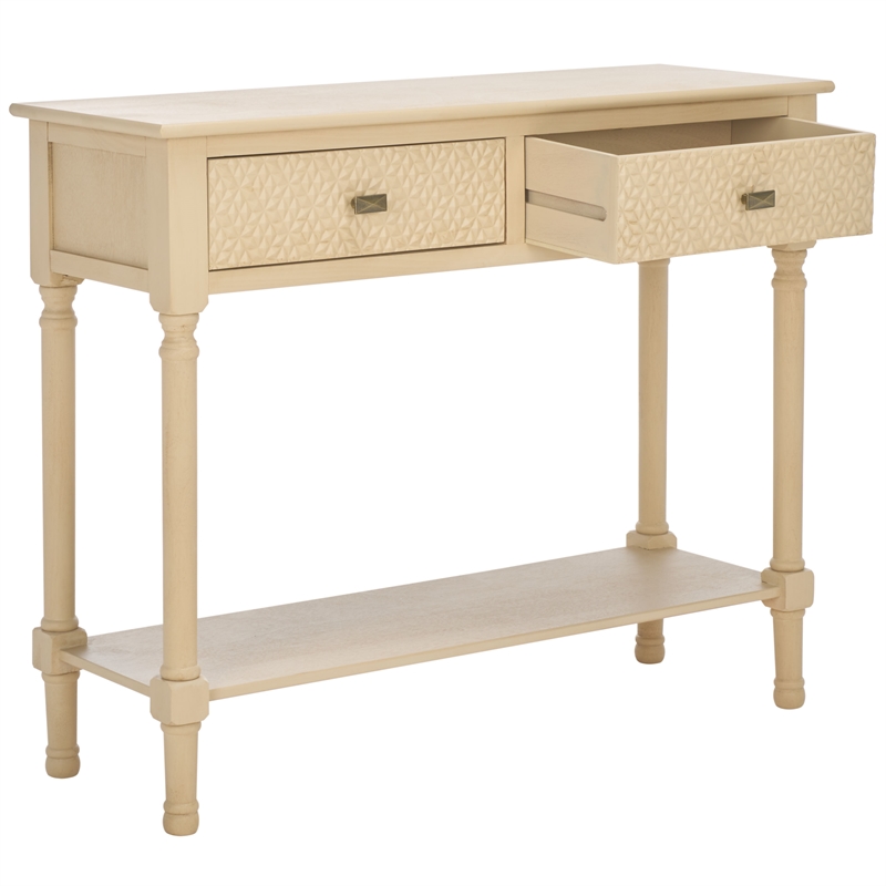 Safavieh Halton Wood and Metal 2 Drawer Console Table in Natural