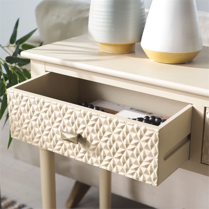 Safavieh Halton Wood and Metal 2 Drawer Console Table in Natural
