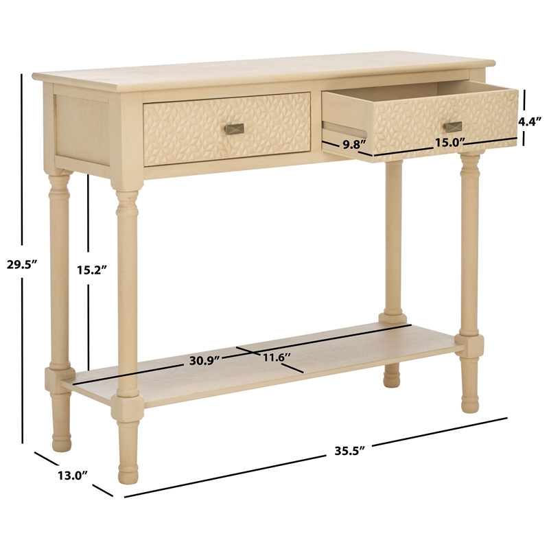Safavieh Halton Wood and Metal 2 Drawer Console Table in Natural