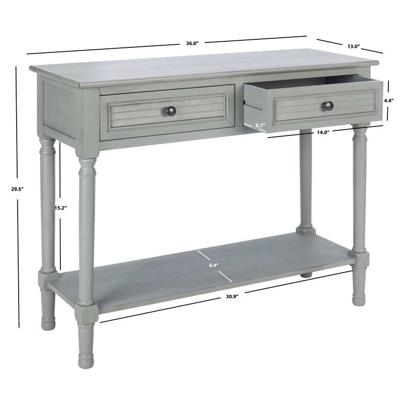 Safavieh Tate Wood and Metal 2 Drawer Console Table in Gray