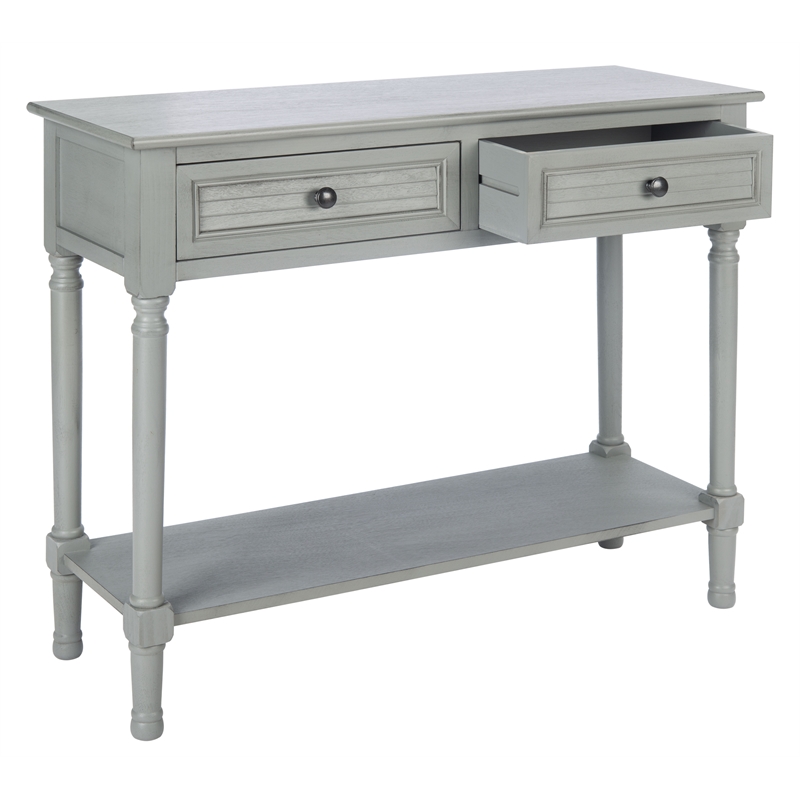 Safavieh Tate Wood and Metal 2 Drawer Console Table in Gray