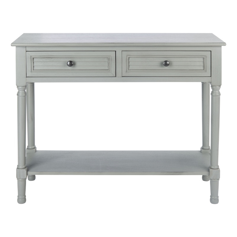 Safavieh Tate Wood and Metal 2 Drawer Console Table in Gray