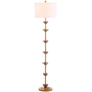 Safavieh Landen Metal and Cotton Leaf Floor Lamp in  Gold