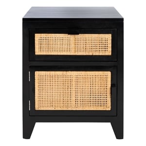 Safavieh Devon Wood  1 Drawer 1 Door Nightstand in Black / Natural