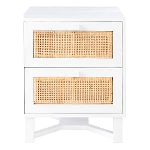 Safavieh Hedwig Wood 2 Drawer Nightstand  in White / Natural