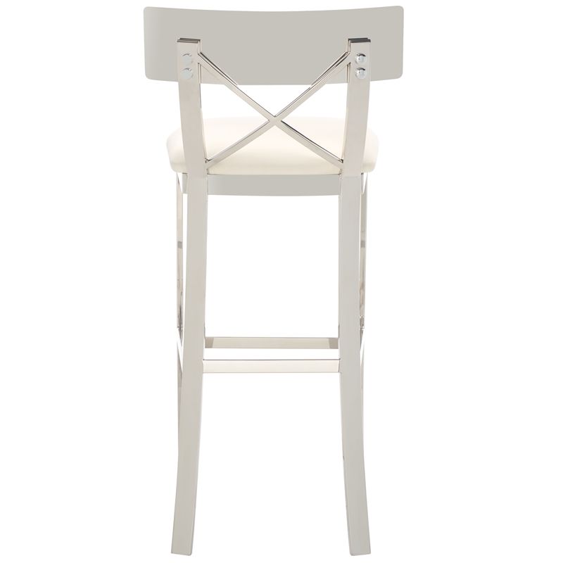 Safavieh Zoey Wood and Stainless Steel Bar Stool  in White