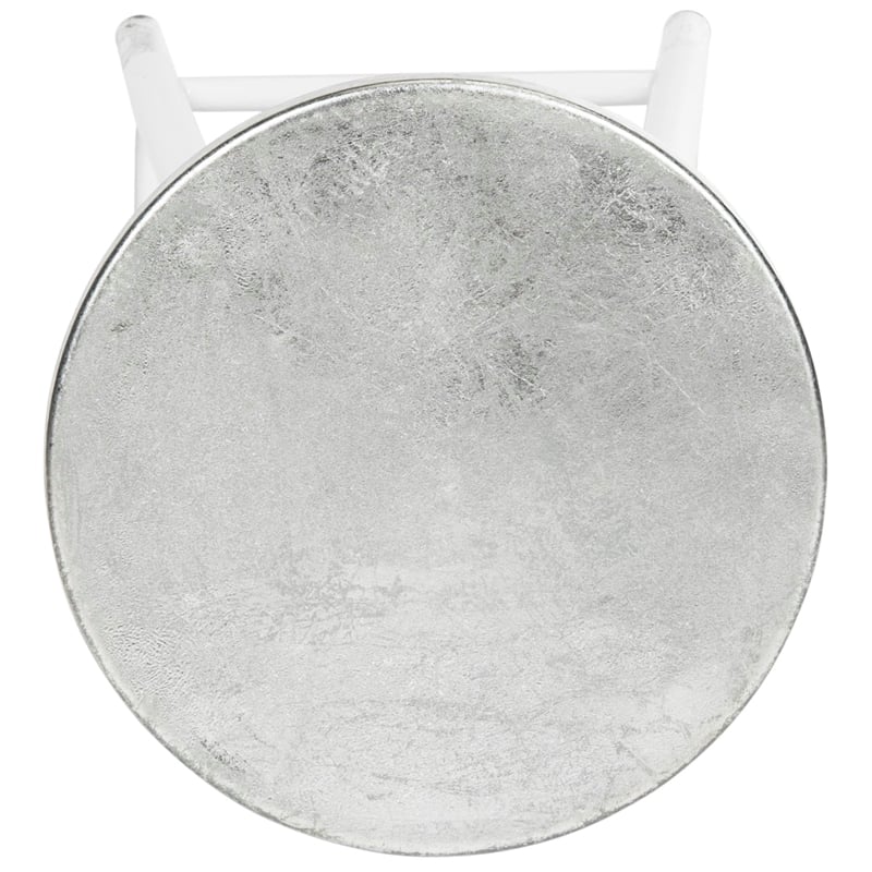 Safavieh Kenzie Iron Barstool in White / Silver