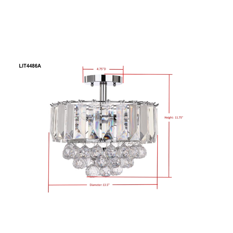 Safavieh Vaxcel Acrylic and Metal Ceiling Lamp in Chrome
