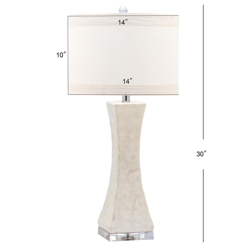 Safavieh Shelley Concave Table Lamp Shell and Cotton in White