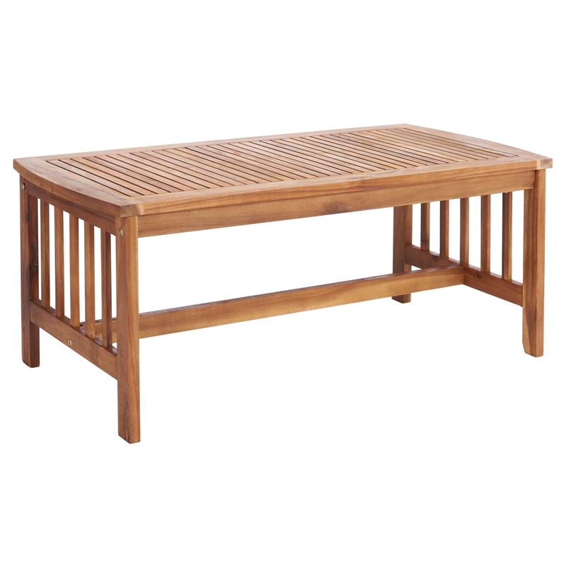 Safavieh Rocklin Wood 4 Pc Outdoor Set  in Natural / Red