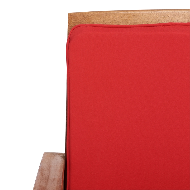 Safavieh Rocklin Wood 4 Pc Outdoor Set  in Natural / Red