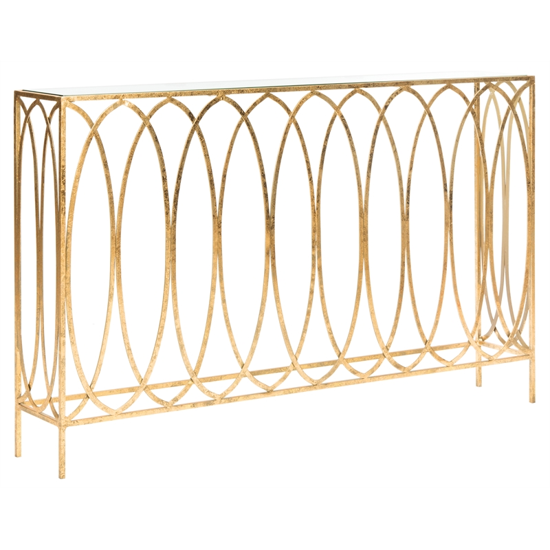 Safavieh Carina Iron Oval Ringed Console Tab in Gold