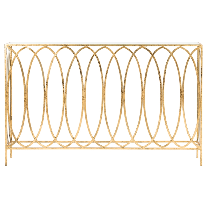 Safavieh Carina Iron Oval Ringed Console Tab in Gold