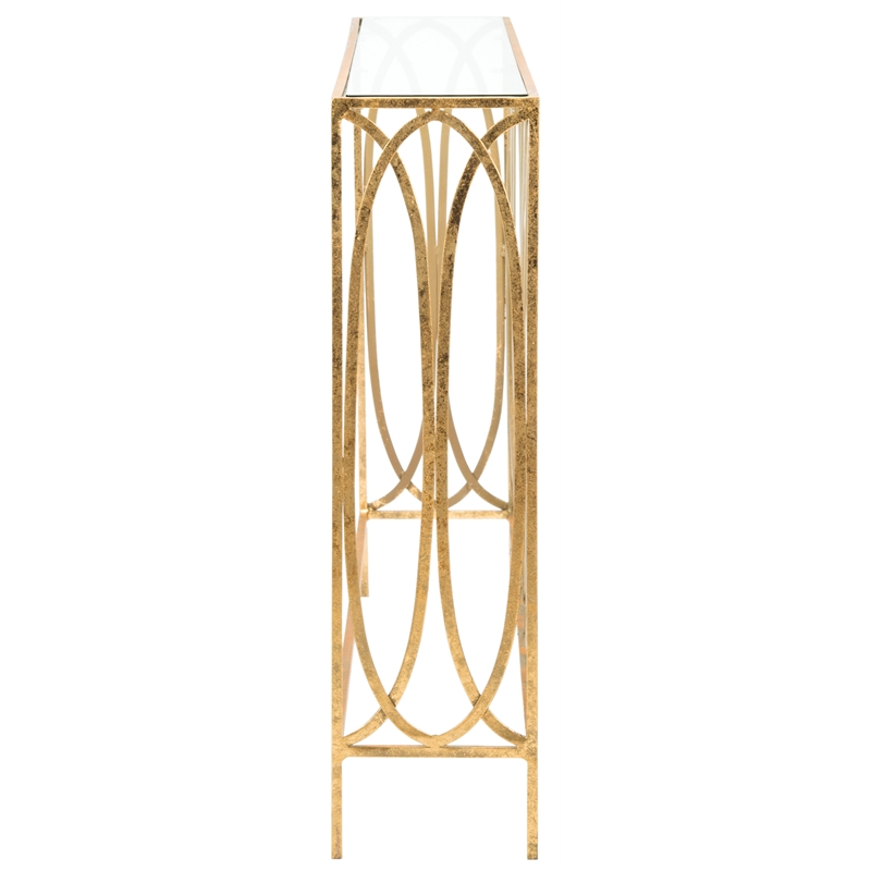 Safavieh Carina Iron Oval Ringed Console Tab in Gold