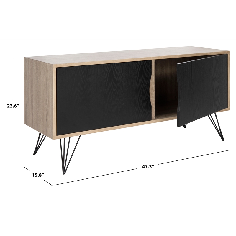 Safavieh Jeralyn Wood and Metal Sideboard  in Light Oak / Black