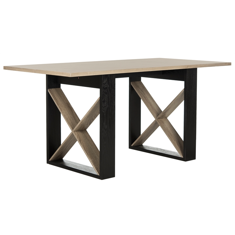 Safavieh Monty Wood and Metal Dining Table in Light Gray