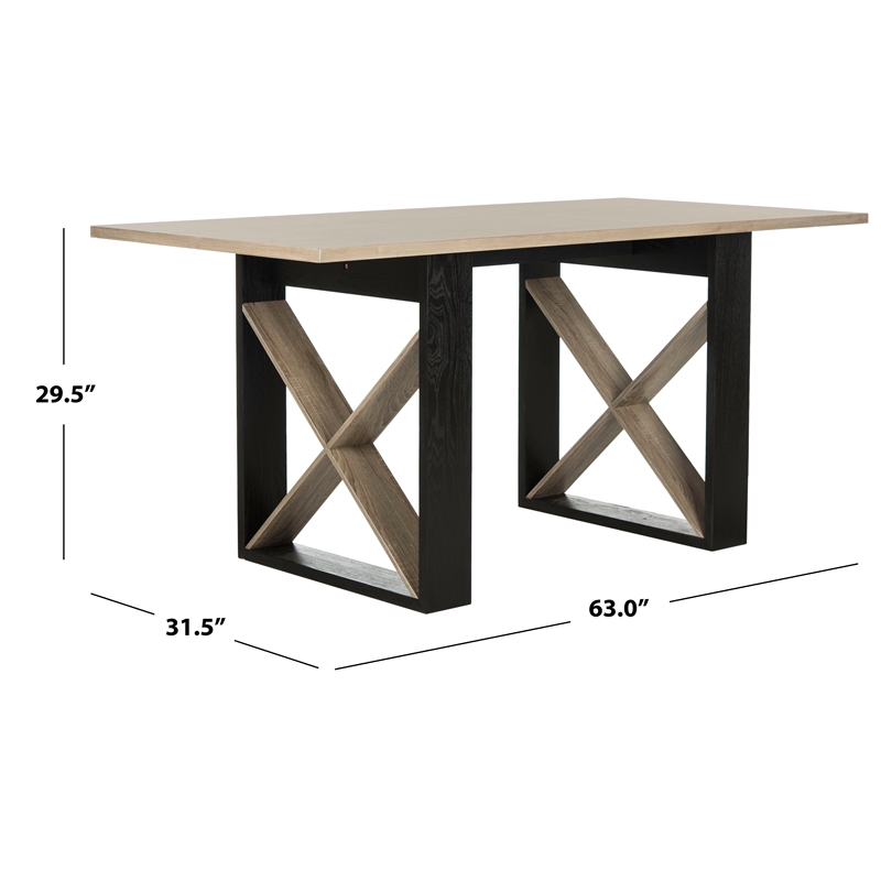 Safavieh Monty Wood and Metal Dining Table in Light Gray