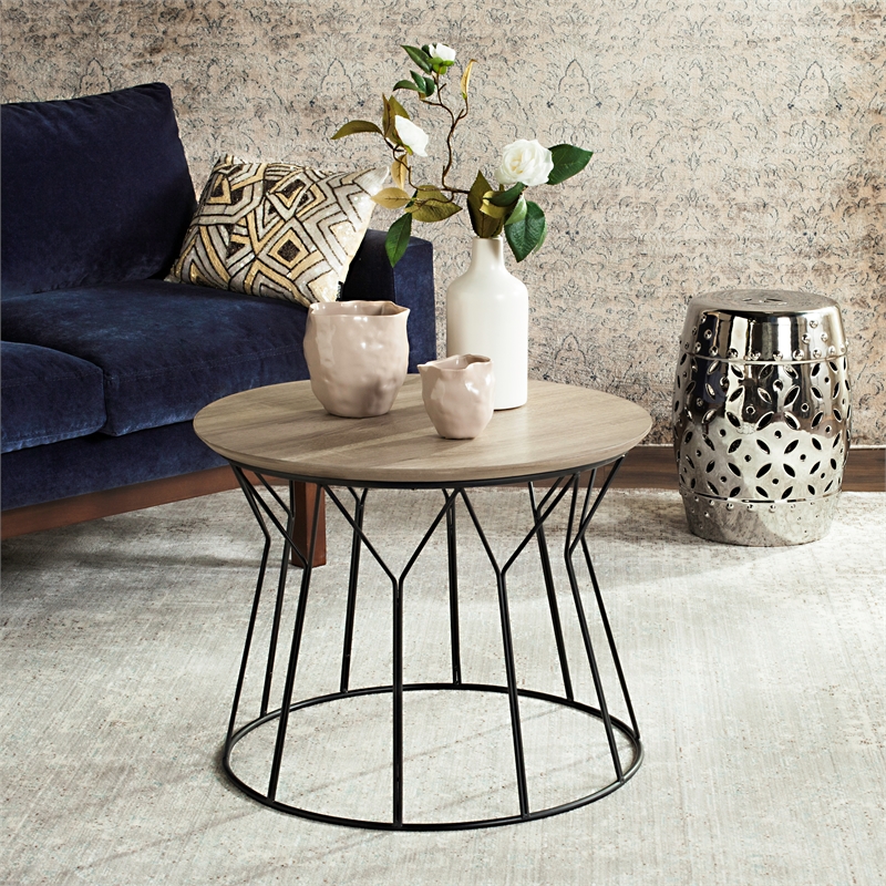 Safavieh Alcott Wood and Metal End Table in Light Gray