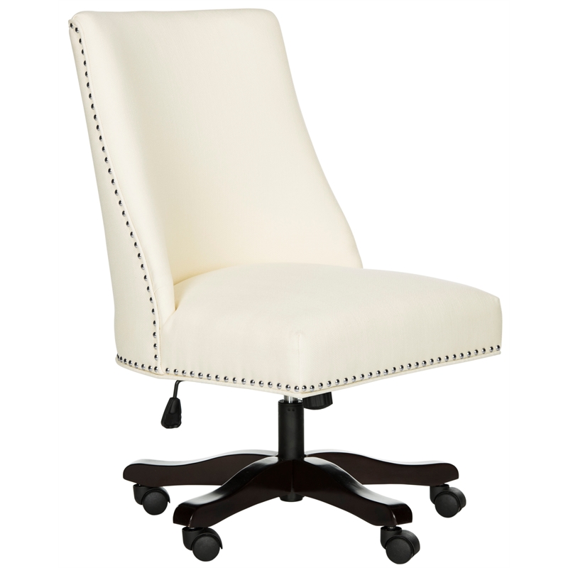 Safavieh Scarlet Wood and Iron Desk Chair in Cream