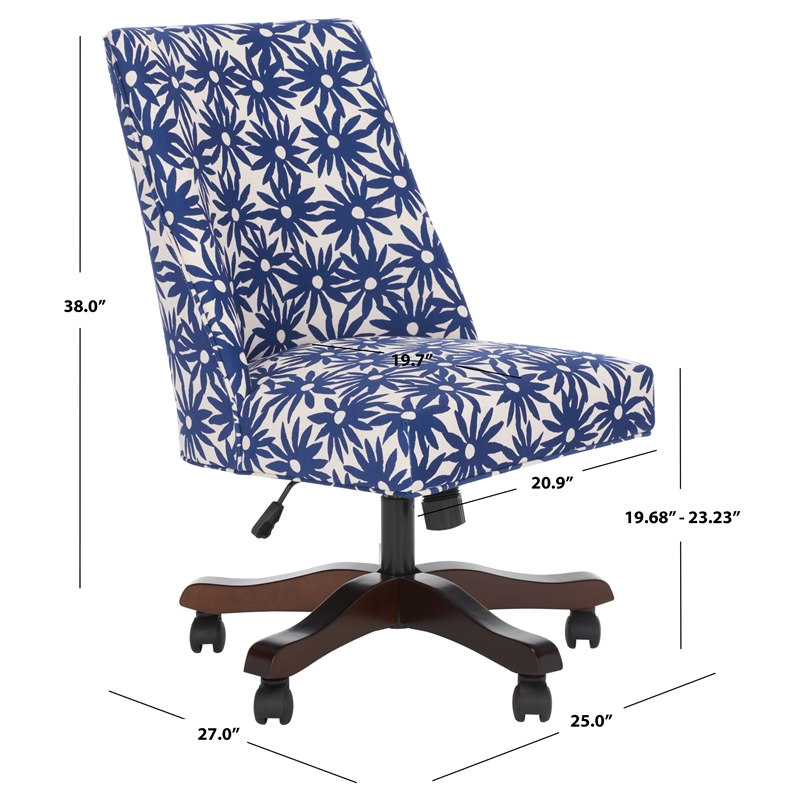 Safavieh Scarlet Wood and Metal Desk Chair in Navy / Ivory