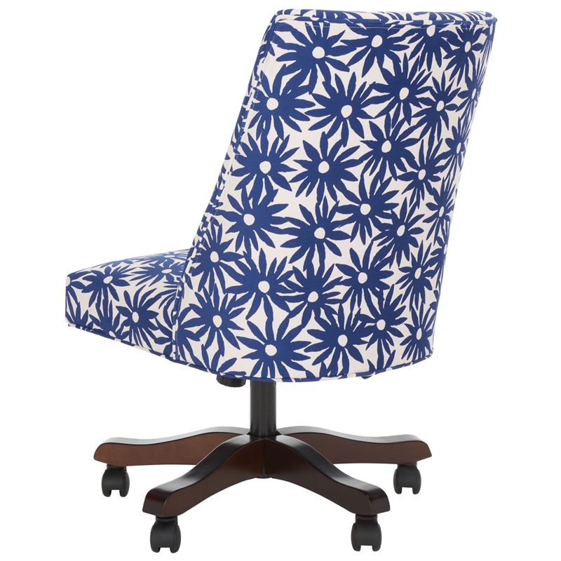 Safavieh Scarlet Wood and Metal Desk Chair in Navy / Ivory