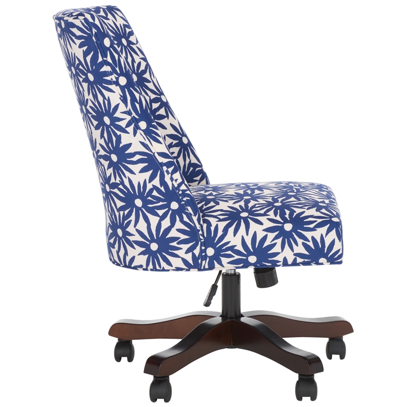 Safavieh Scarlet Wood and Metal Desk Chair in Navy / Ivory