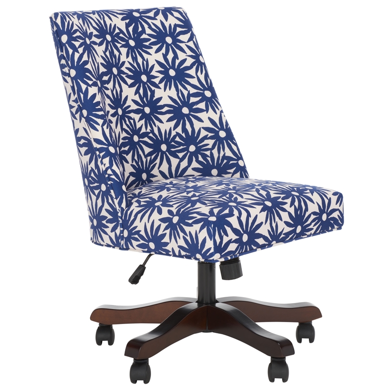 Safavieh Scarlet Wood and Metal Desk Chair in Navy / Ivory