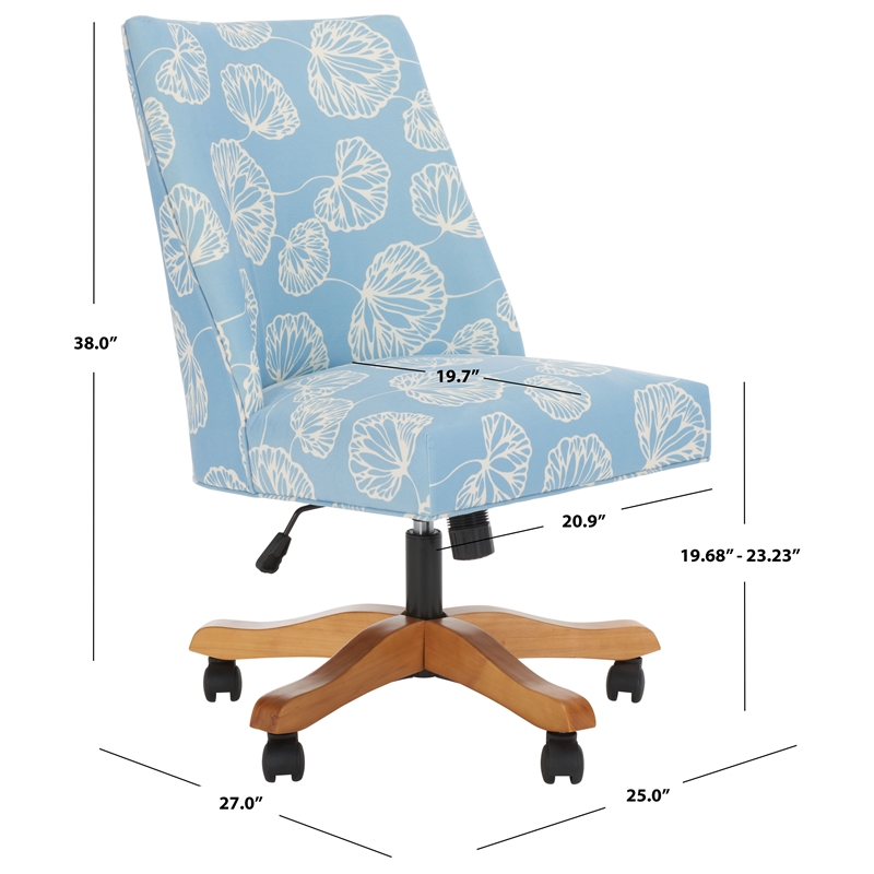 Safavieh Scarlet Wood and Metal Desk Chair in White / Blue
