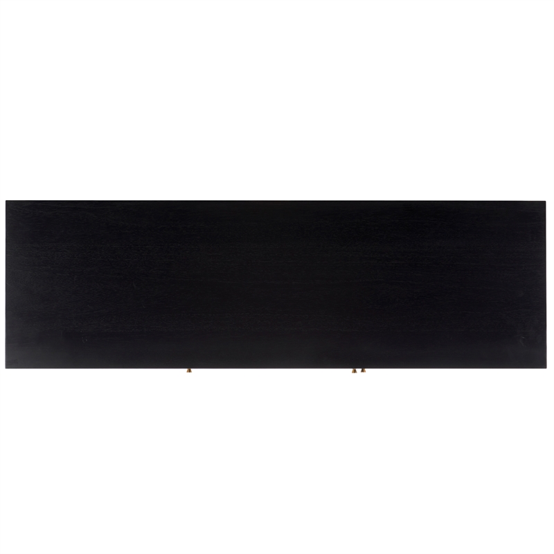 Safavieh Karol Wood and Iron 3 Door Cane Media Stand in Black / Natural