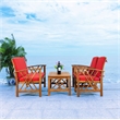 Safavieh Fontana Wood 4 Pc Outdoor Set in Natural / Red