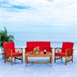 Safavieh Fontana Wood 4 Pc Outdoor Set in Natural / Red
