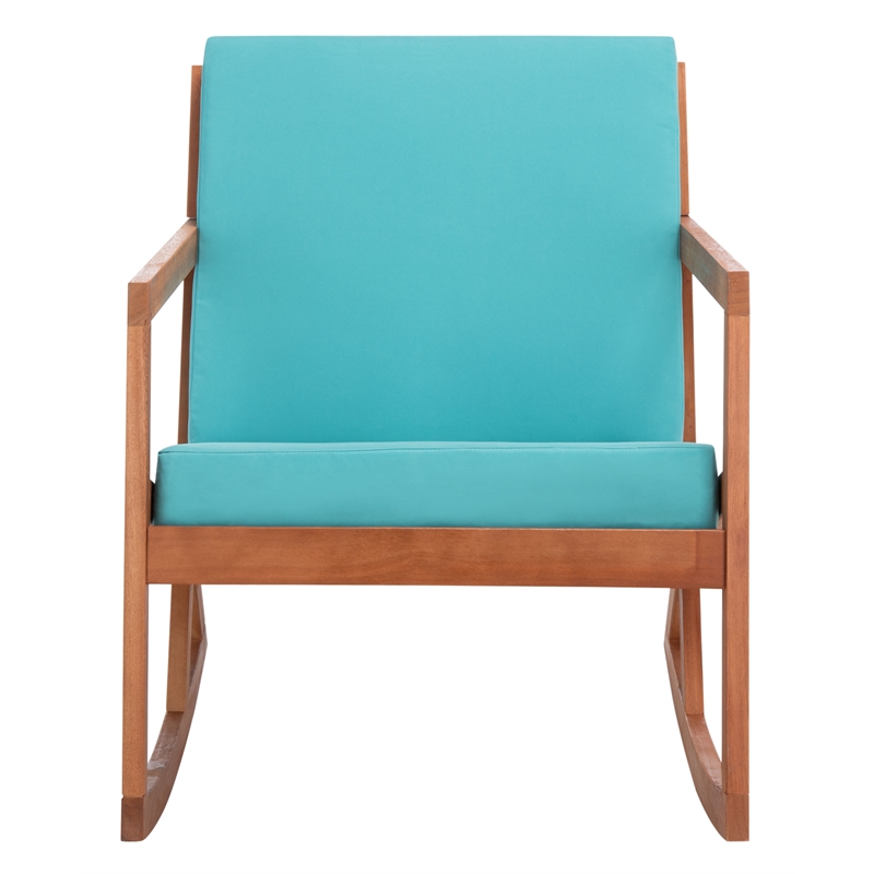 Safavieh Vernon Wood Rocking Chair in Natural / Aqua