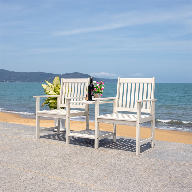 Safavieh Brea Wood Twin Seat Bench  in White